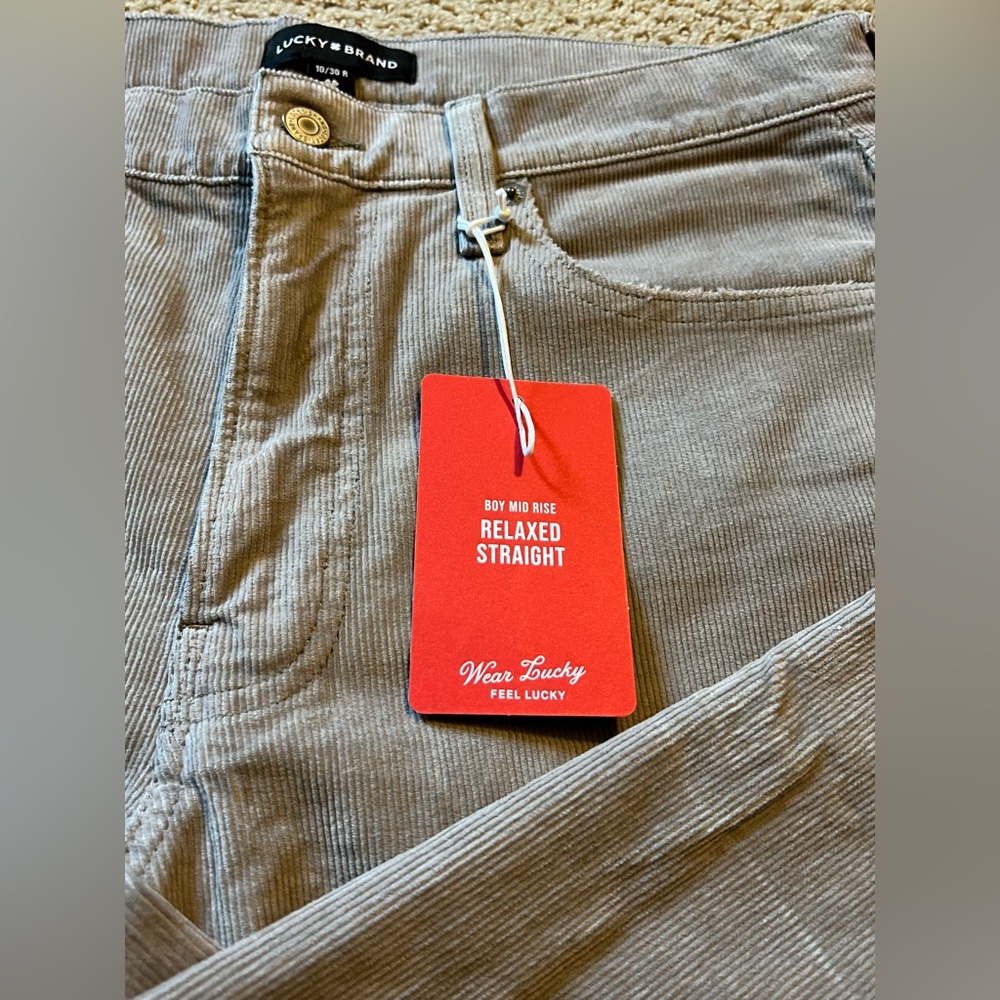 Lucky Brand gray corduroy Relaxed Straight Pants - Picture 2 of 5